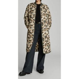 NWT Everlane Size‎ XS RENEW LONG LINER Puffer Pockets Coat Green Tan Camo